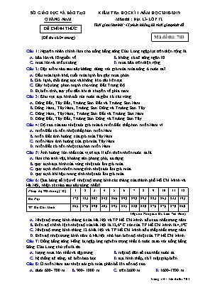 Đề kiểm tra học kì I môn Địa lý Lớp 12 - Mã đề 703 - Năm học 2018-2019 - Sở giáo dục và đào tạo Quảng Nam